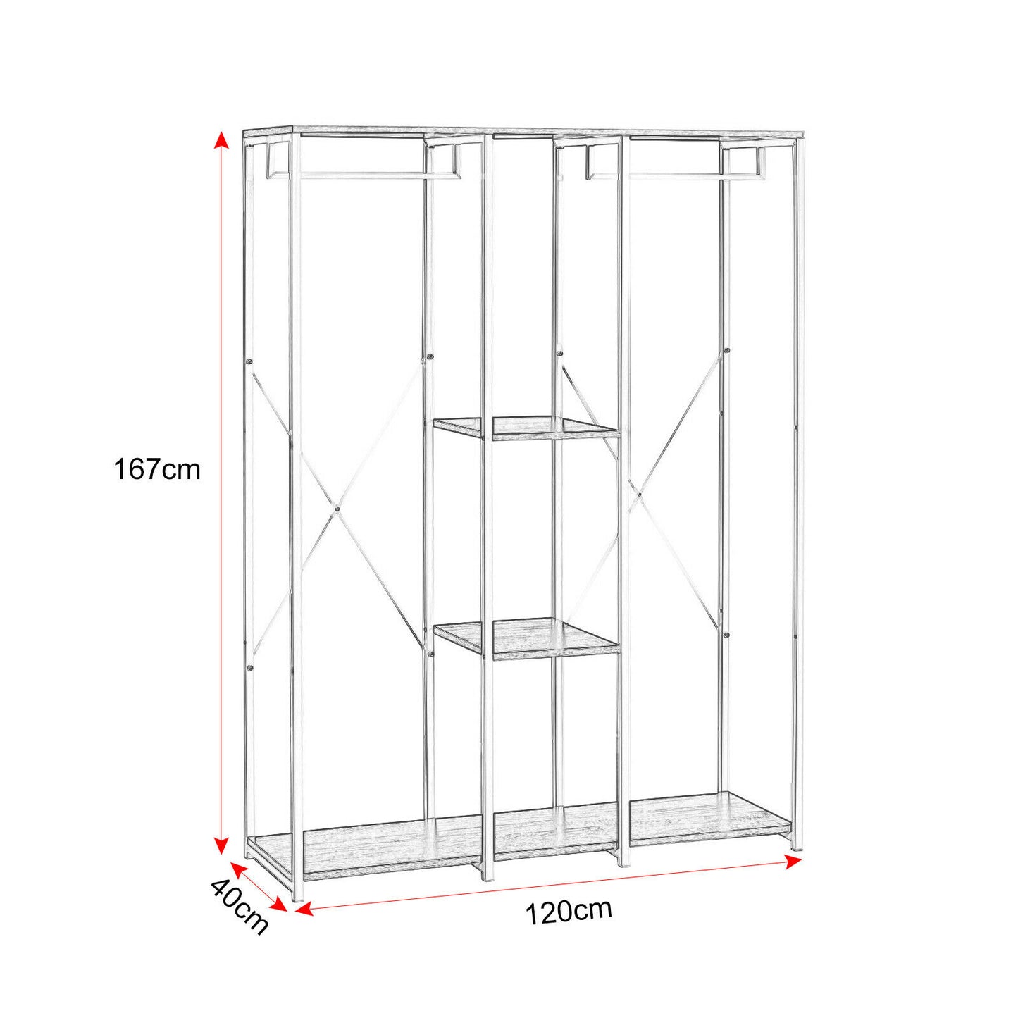 Garment Clothes Rail wood metal Rack Shelves Storage with Rack Shoe