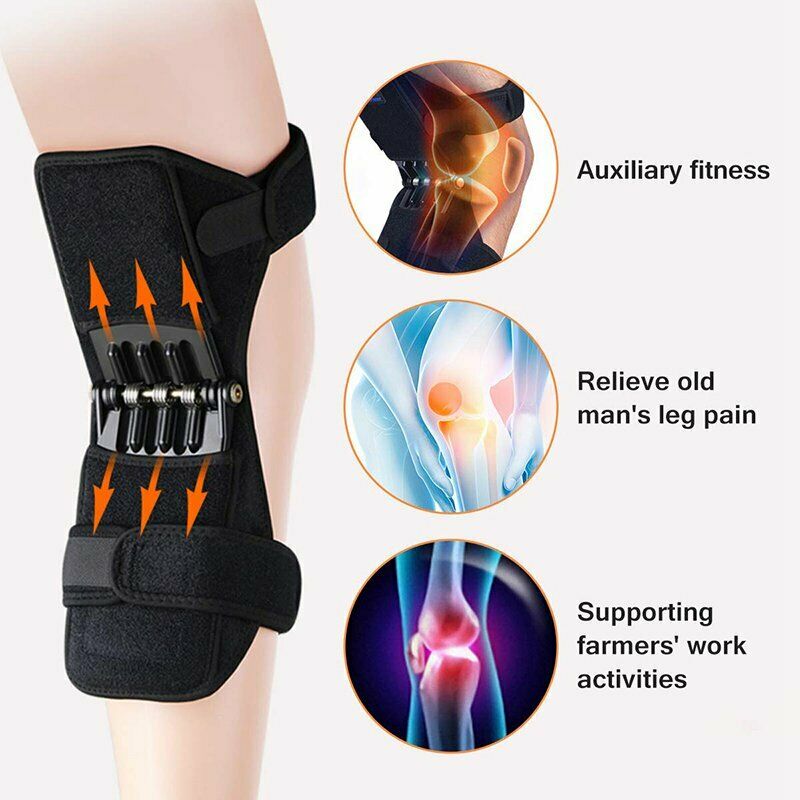 2x Power Lift Joint Support Knee Brace Pad Rebound Spring Force Running Kneepad