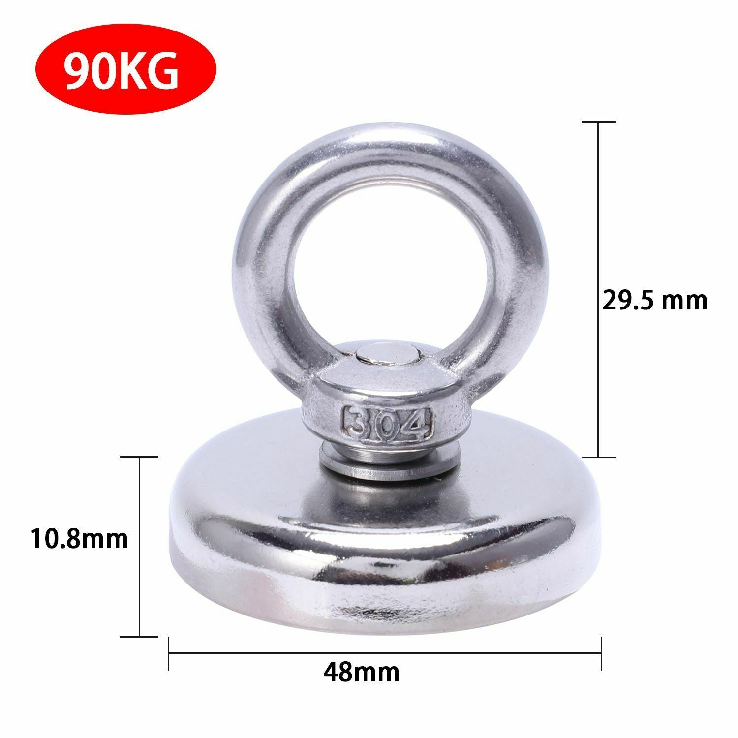 90kg-500kg Double Sided Large Powerful Neodymium Magnet Fishing & 10m Rope Set