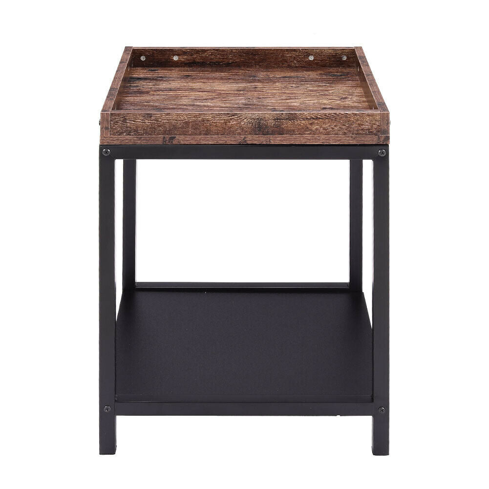 Industrial Coffee/Tea End Table Drawer Storage Living Room Sofa Table Furniture
