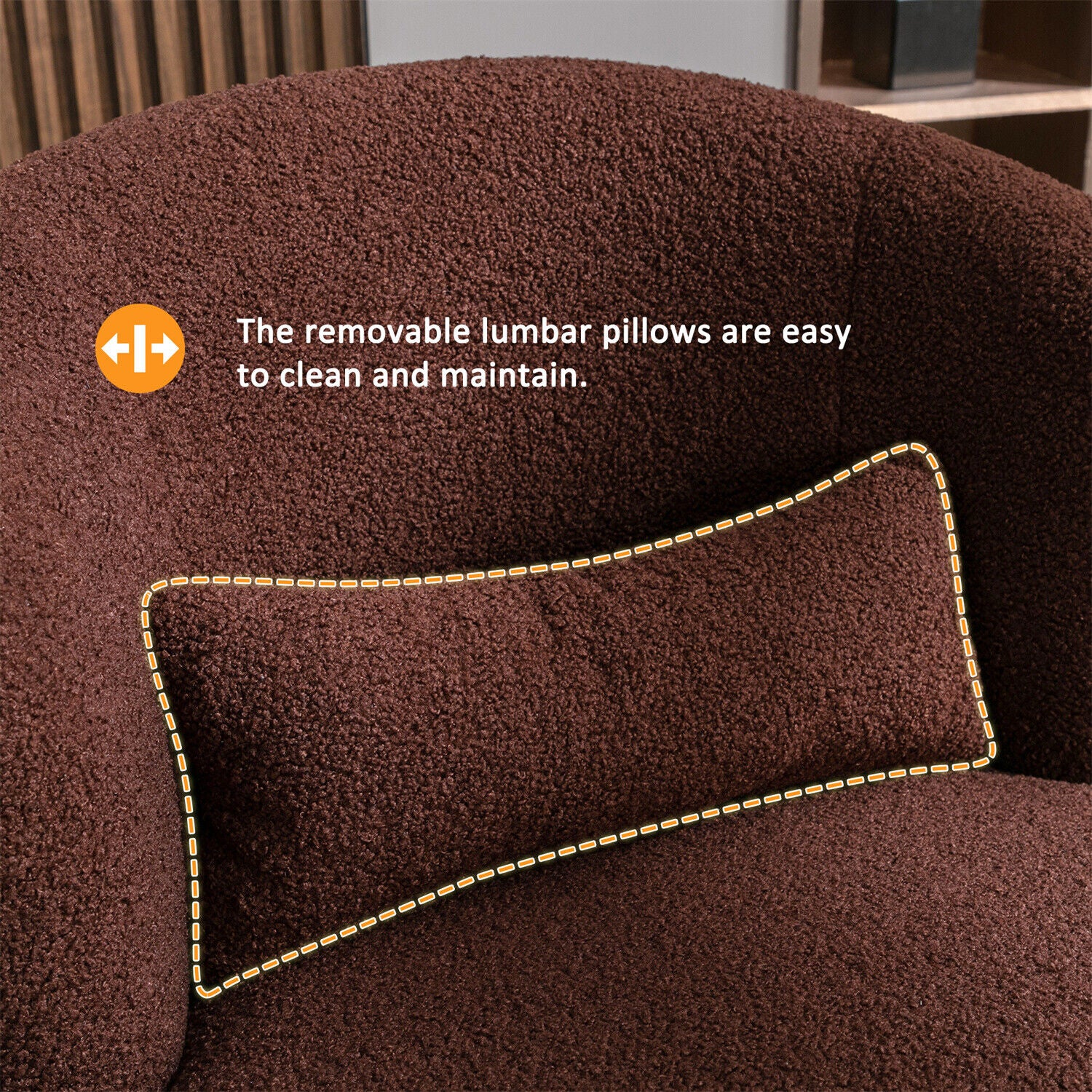 Swivel Tub Chair Teddy Fabric Accent Armchair Barrel Chairs Reading Chair HT