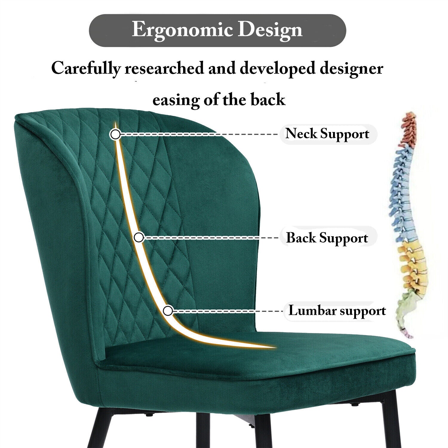 Set of 2 Velvet Dining Chairs Upholstered Dining Room Kitchen Chair Family HT