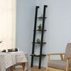 4-Tier Wood Ladder Shelf, Standing Wall Rack, Bookcase Display Shelf White Black