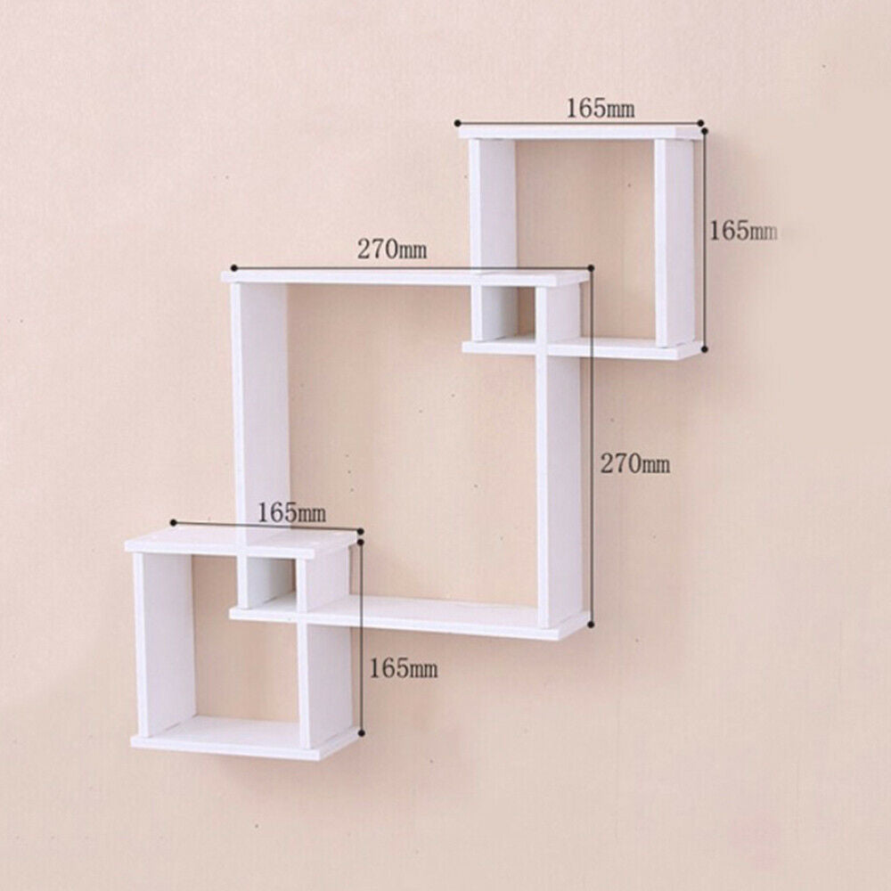 New White Floating Wall Shelves Display Storage Shelf Wall Wood Unit Rack UK
