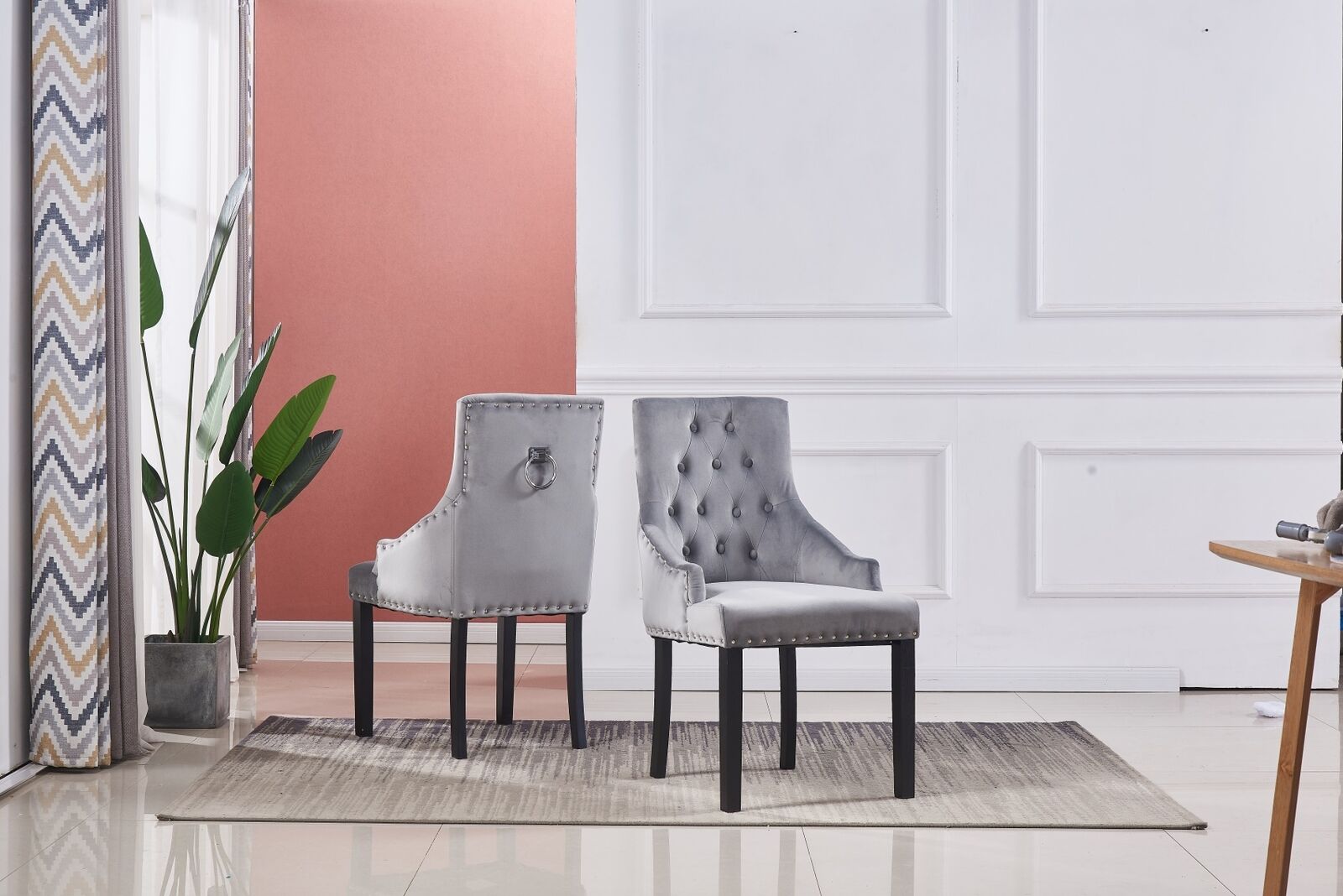 2x Velvet Dining Chairs Living Room Chairs with High Backrest Counter Chairs UK