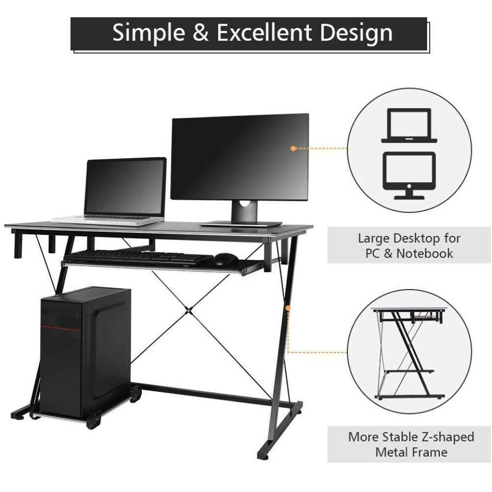 Z-Shaped Computer Desk Study PC Laptop Table Writing Gaming Desk Workstation