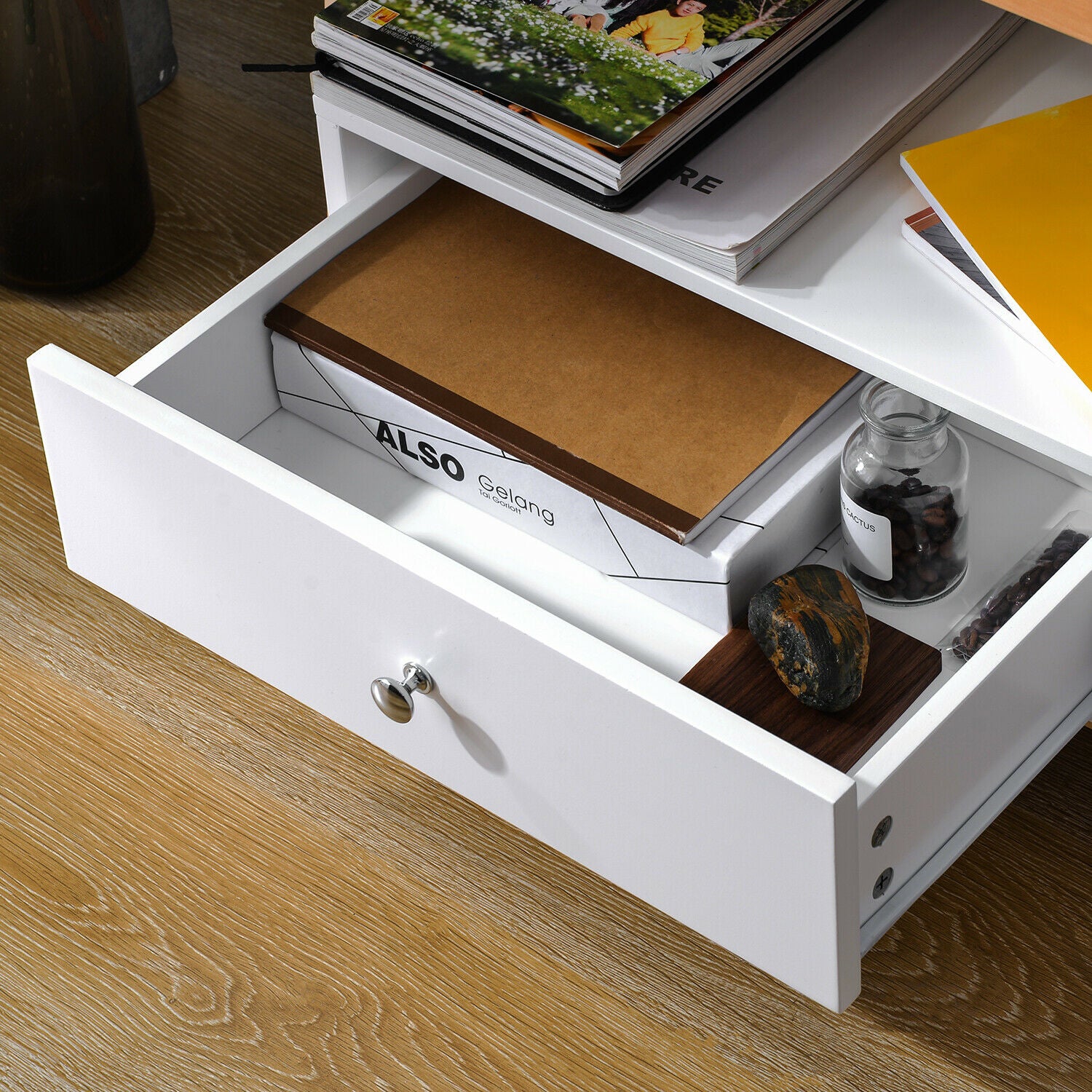 Hydraulic Lift Up Coffee Tea Table End Table with Living Room 100cm Wodden