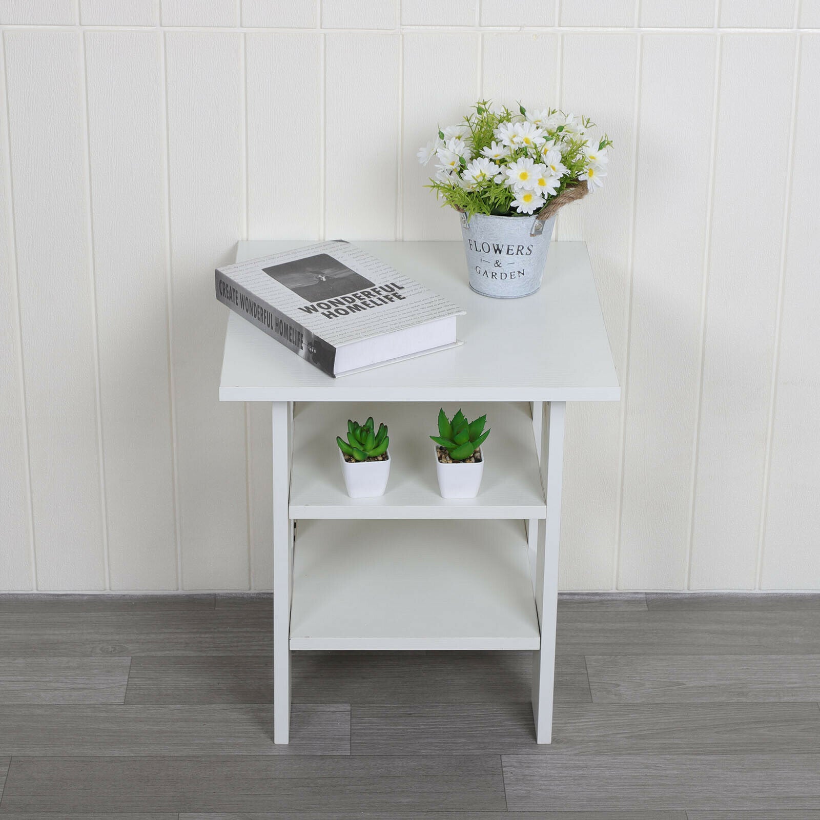 2 Tier Wooden Side End Table Nightstand Furniture Living Room Bedroom Storage