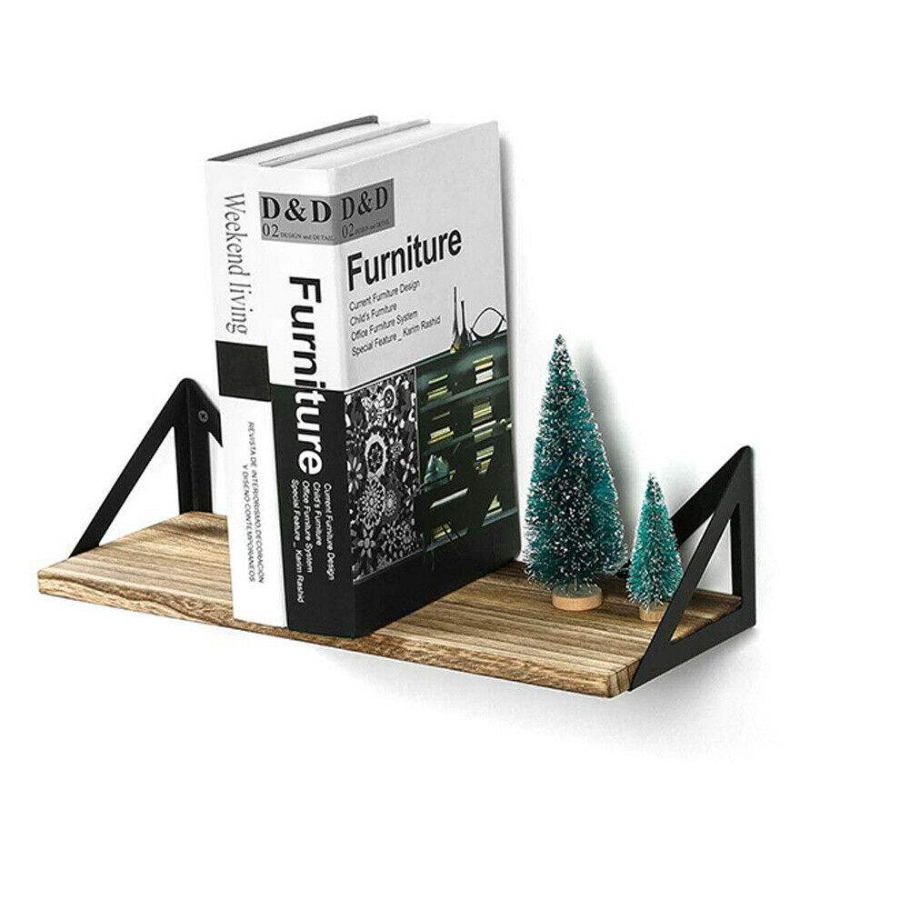 Rustic Industrial Style Wooden Metal Wall Floating Shelf Storage Shelving Unit