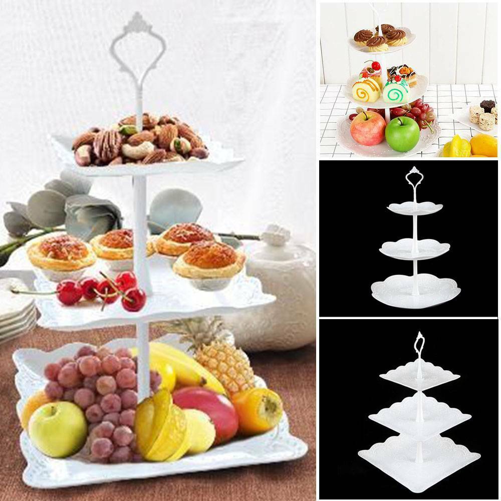 3 Plastic Tier Cake Stand Afternoon Tea Wedding Plate Party Tableware Display
