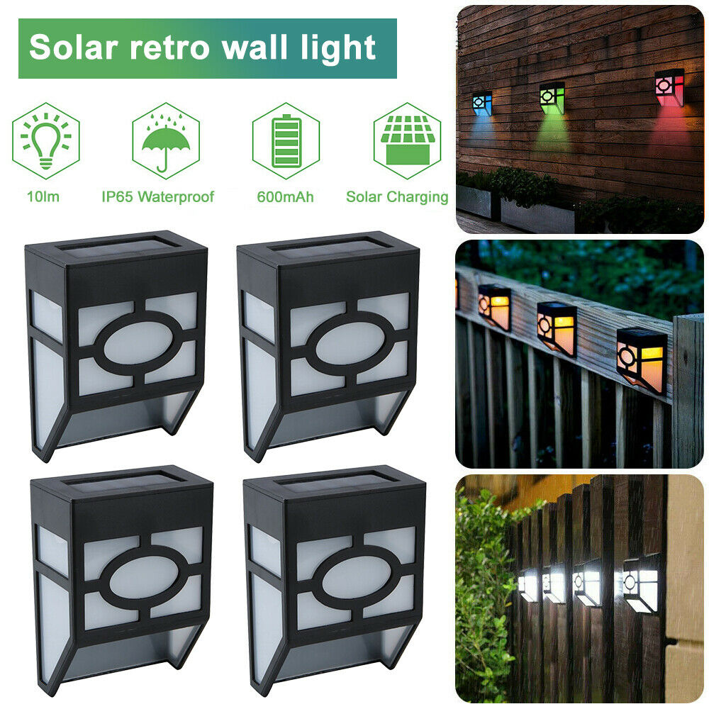 8x Super Bright LED Solar Powered Wall Lights Door Fence Outdoor Garden Lighting