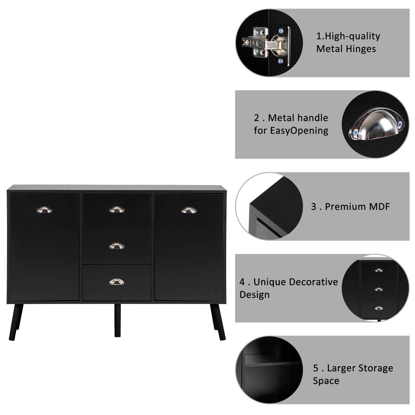 MDF Sideboard Cabinet Cupboard Unit Storage Cabinet Buffet Organiser Furniture