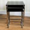 Nest of 3 Tables Unit Black Chrome Set Coffee Side Lamp Living Room