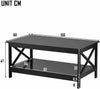 Side Tea Table Wood Coffee Table Modern X Designed Shelf for Living Room Teapot