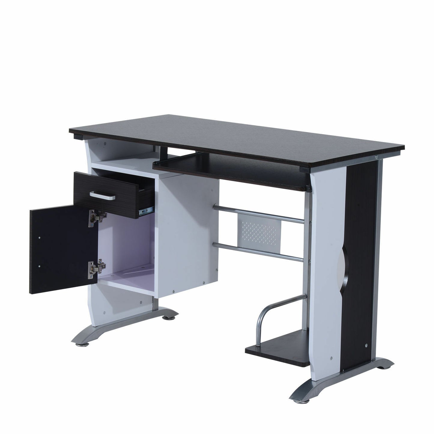 HOMCOM Computer Desk Drawer PC Writing Wooden Workstation Keyboard