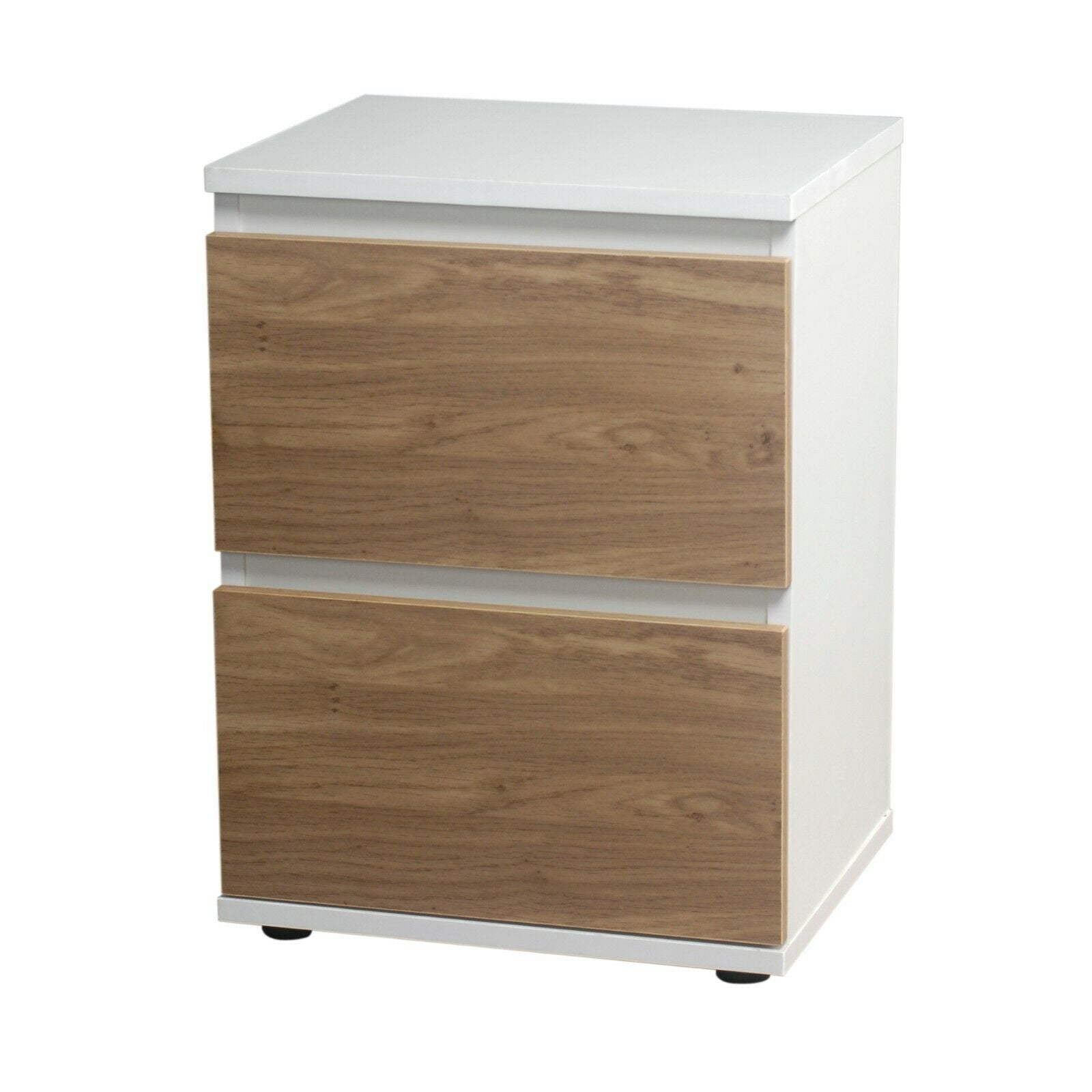2 Drawer Wooden Bedroom Bedside Cabinet No Handle Nightstand Side Table