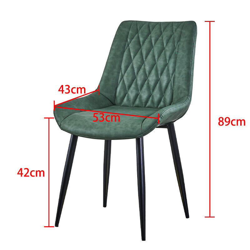 2x Green Dining Chairs Faux Leather/ PU Restaurant Dining Room Furniture Chair