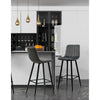 2× Velvet Breakfast Bar Stools Soft Padded Seat Kitchen Pub Modern Grey / Blue
