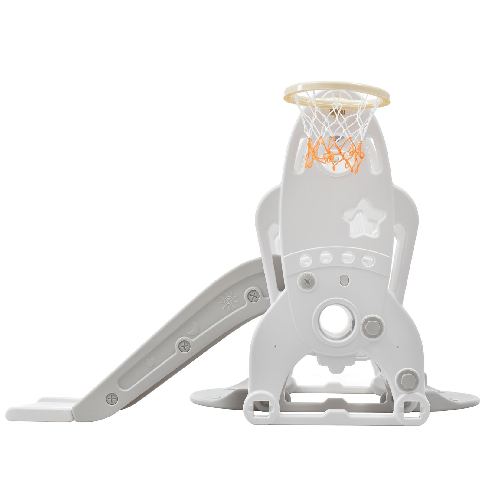 4 in 1 Kids Swing & Slide Set Toddler Baby In/Outdoor Climber Basketball Hoop HT