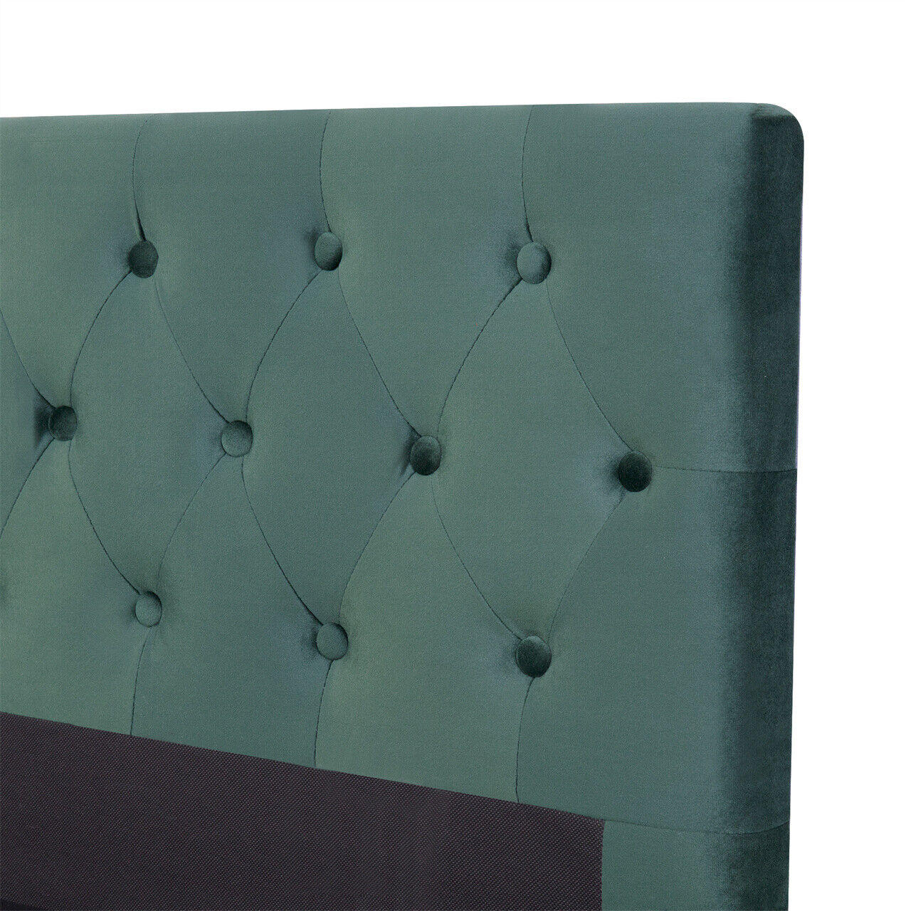 Velvet Upholstered Bed Frame 4ft6 Double Size Storage Bed With Headboard Green