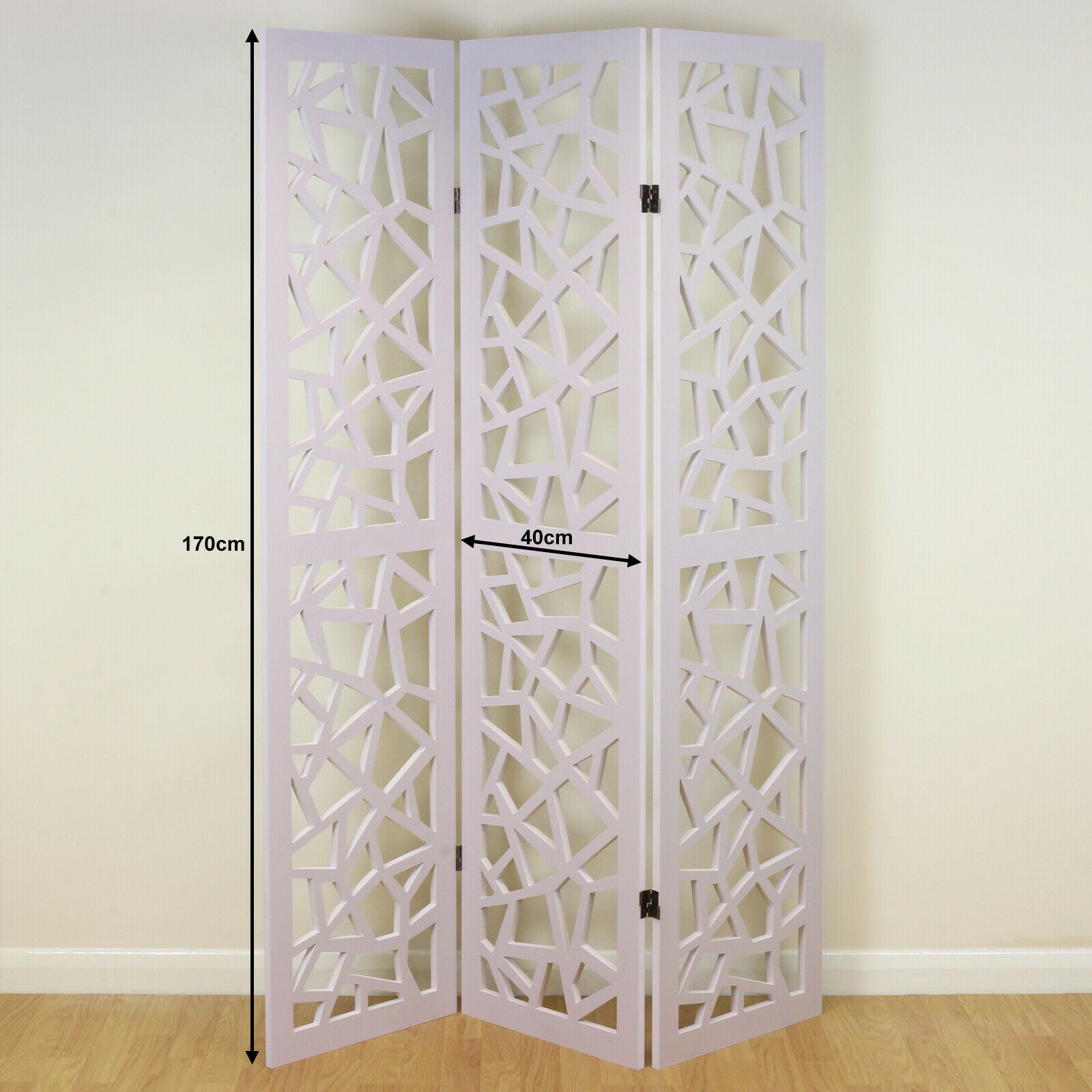White 3 Panel Decorative Folding Home Room Divider Paintable Partition Screen