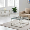 Console Coffee End Table Tinted Tempered Glass Furniture Chrome Crescent Leg