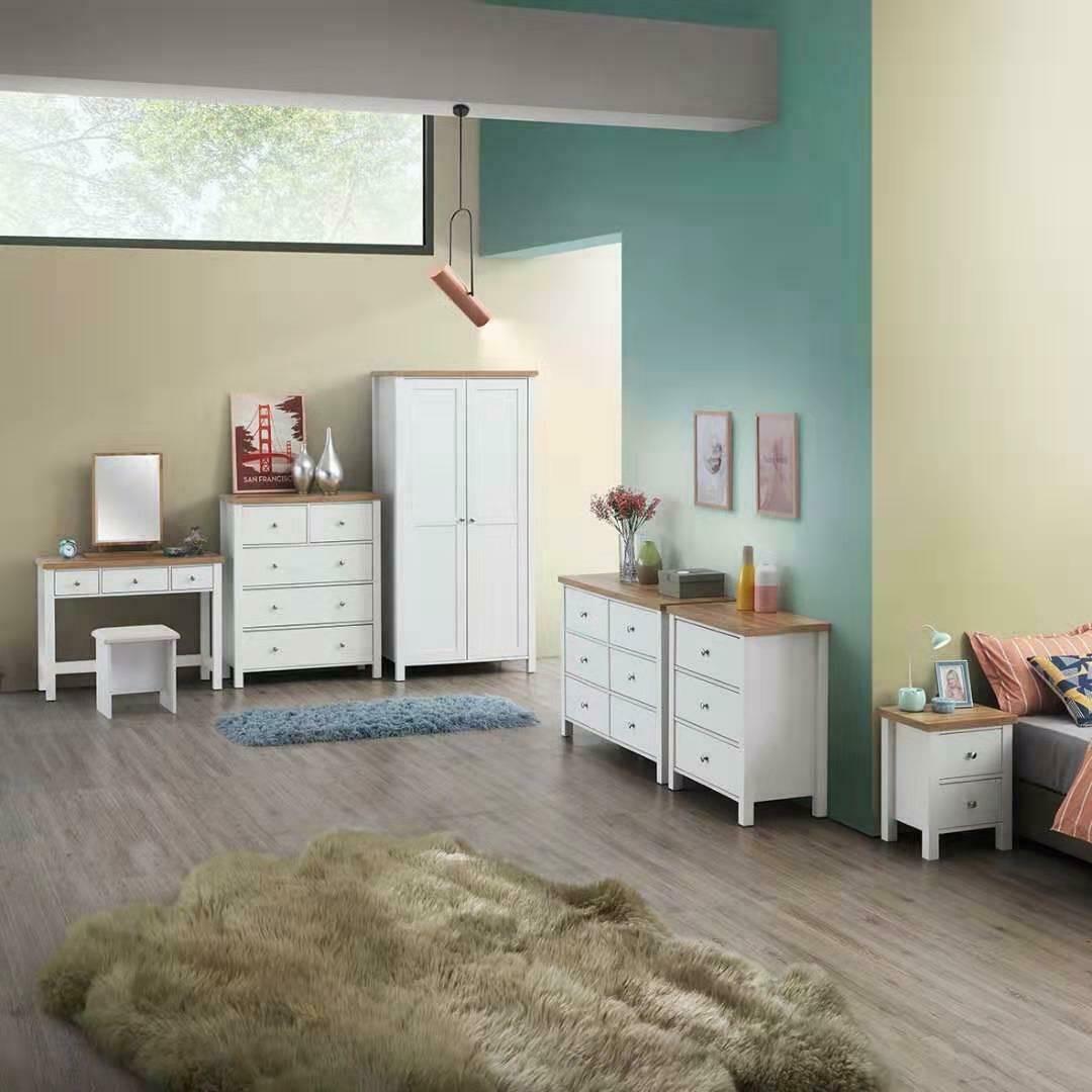 3 Drawer Bedroom Cabinet Chest of Drawers White and Oak