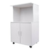 Rolling Kitchen Trolley Microwave Cart 2-Door Cabinet Shelves Gray White UK