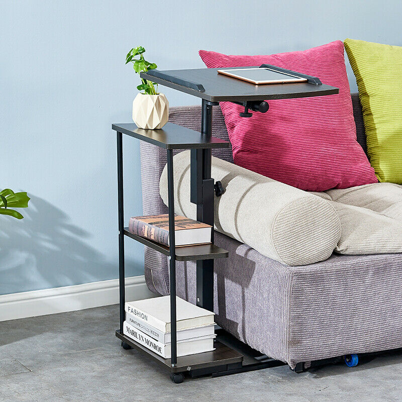 3 Tier Shelves Adjustable Sofa Bedside Table Laptop Stand PC Desk Living Room