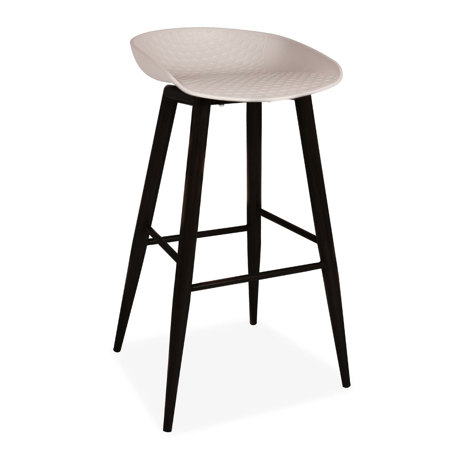 2x Light Grey Barstools Plastic Seat and Black Metal Legs Home Kitchen Bar