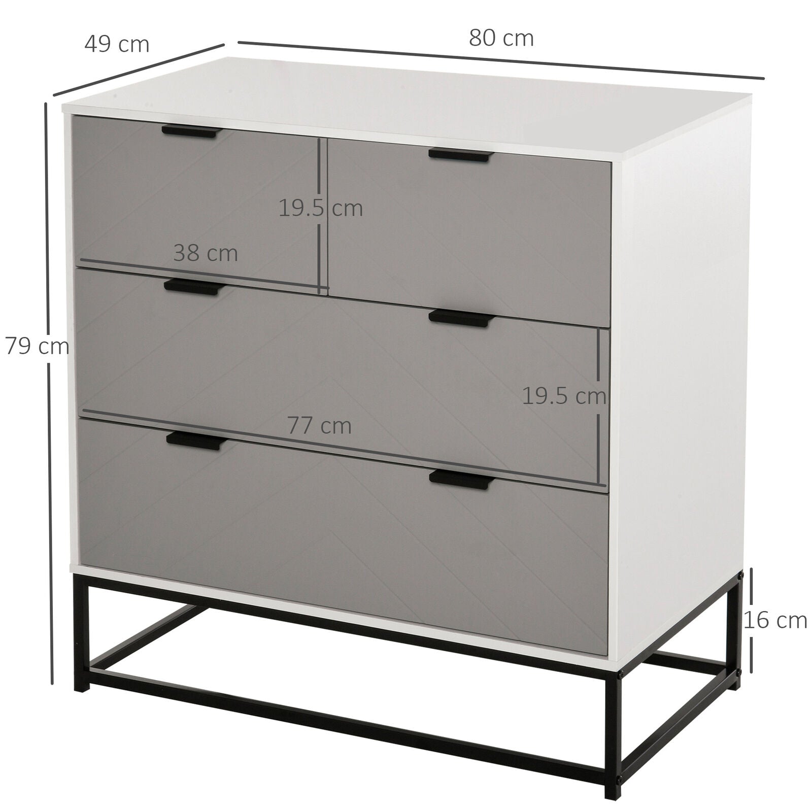 Modern Wooden Chest of 4 Drawers Sideboard Dresser for Bedroom Living Room