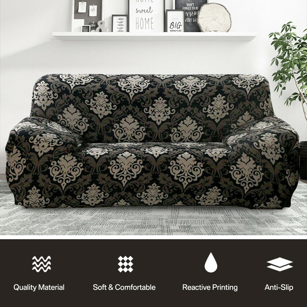 1/2/3 Seater Elastic Floral Sofa Covers Slipcover Settee Stretch Couch Protector