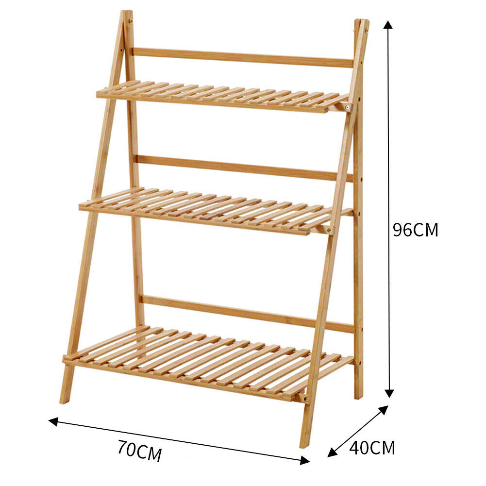 3 Tier Flower Plant Pot Shelf Stand Display Ladder Garden Rack Step Style Wooden