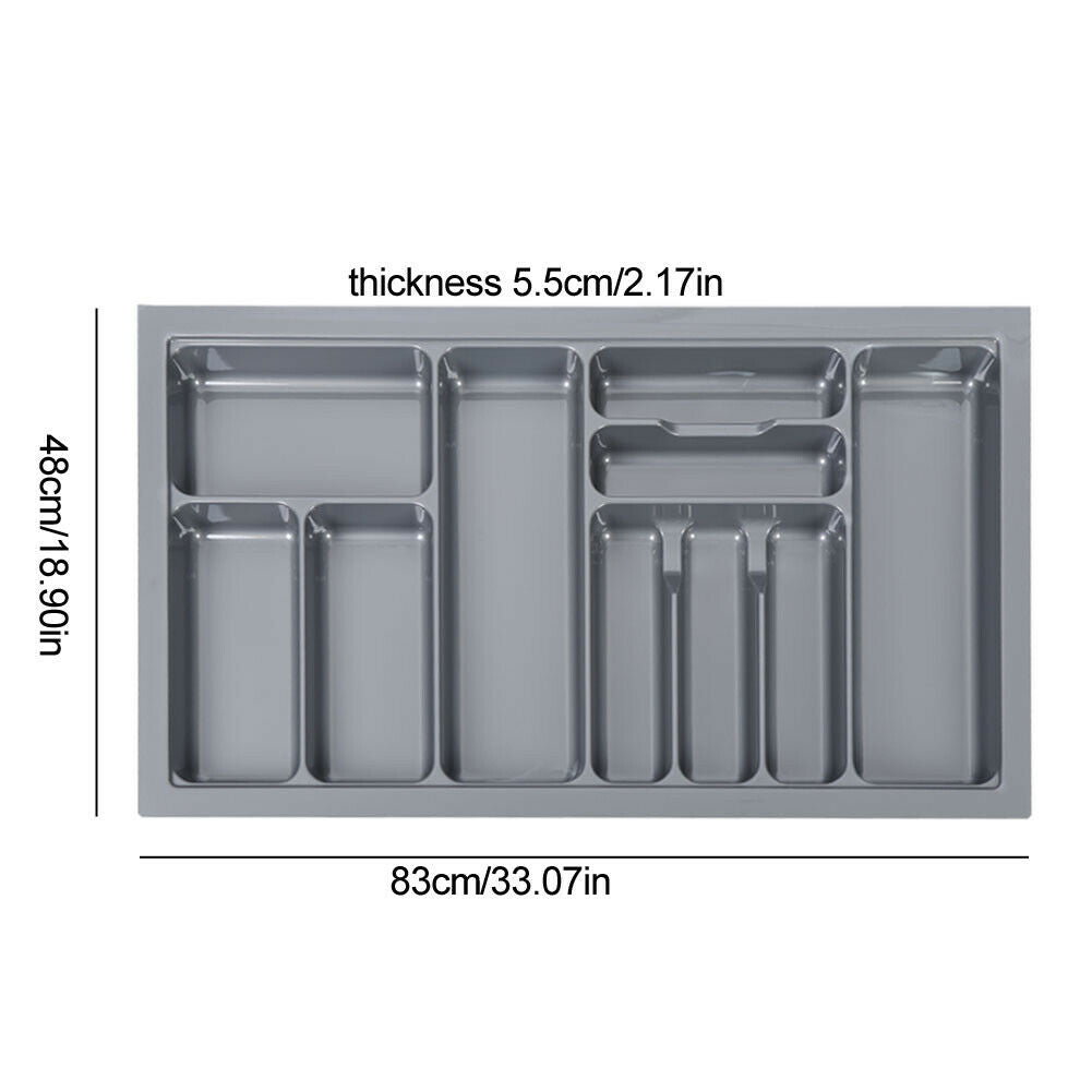 CUTLERY TRAY INSERT KITCHEN DRAWER QUALITY ABS BOX ORGANISER STORAGE GREY