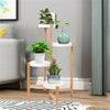 Indoor Corner Bamboo Plant Stand Round Planter Potted Holder End Table Display