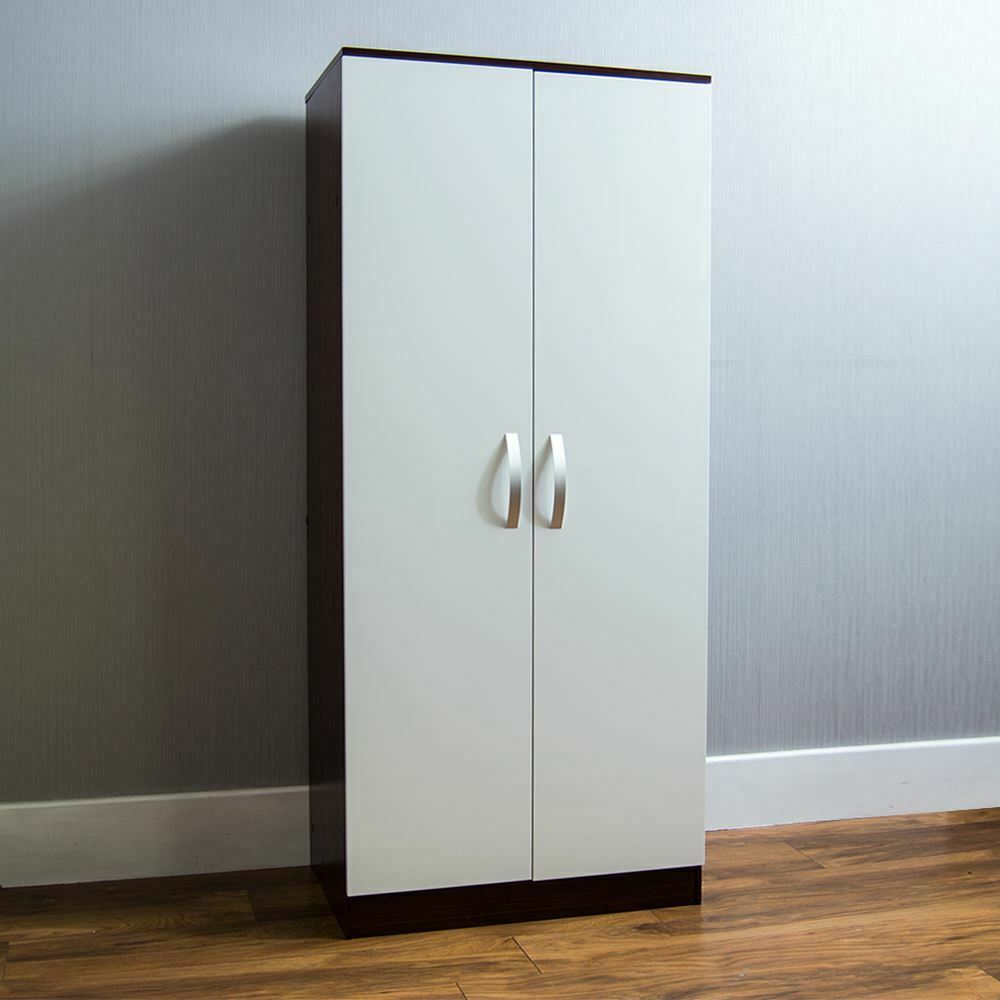 Wardrobe 2 Door Wood High Gloss Bedroom Clothes Storage Furniture