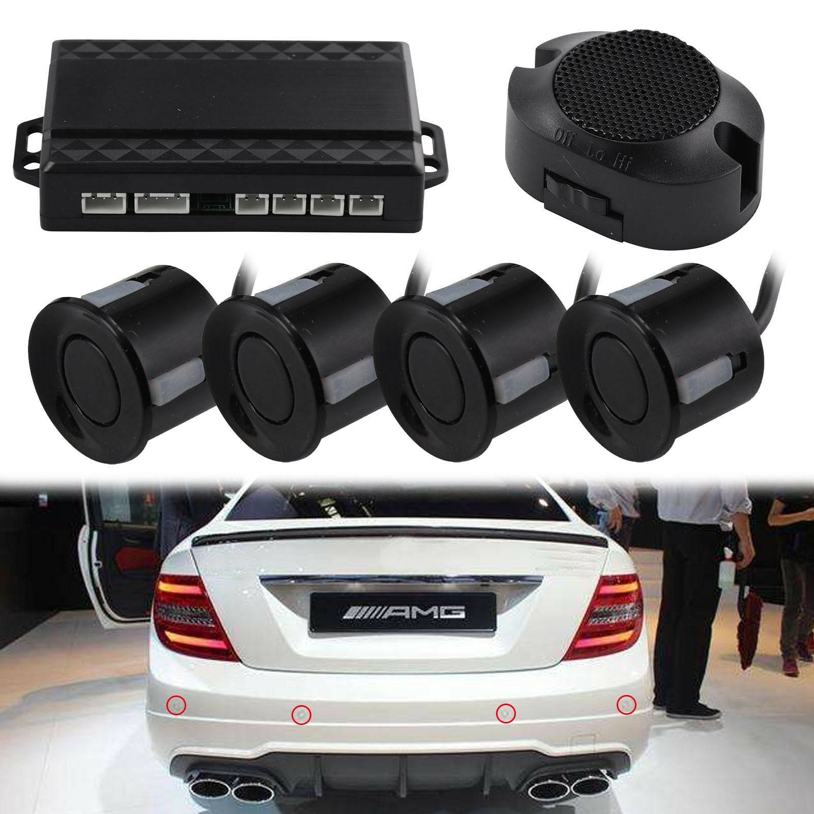 4x Parking Sensors Car Auto Reverse Backup Rear Radar LED Alert System KIT