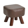 Small Footstools Ottoman Leather Foot Stool Rectangle Footrest Padded Seat Brown