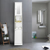Bathroom Cabinet Shelf Mirror Door Tallboy Cupboard Unit Storage White 180 CM