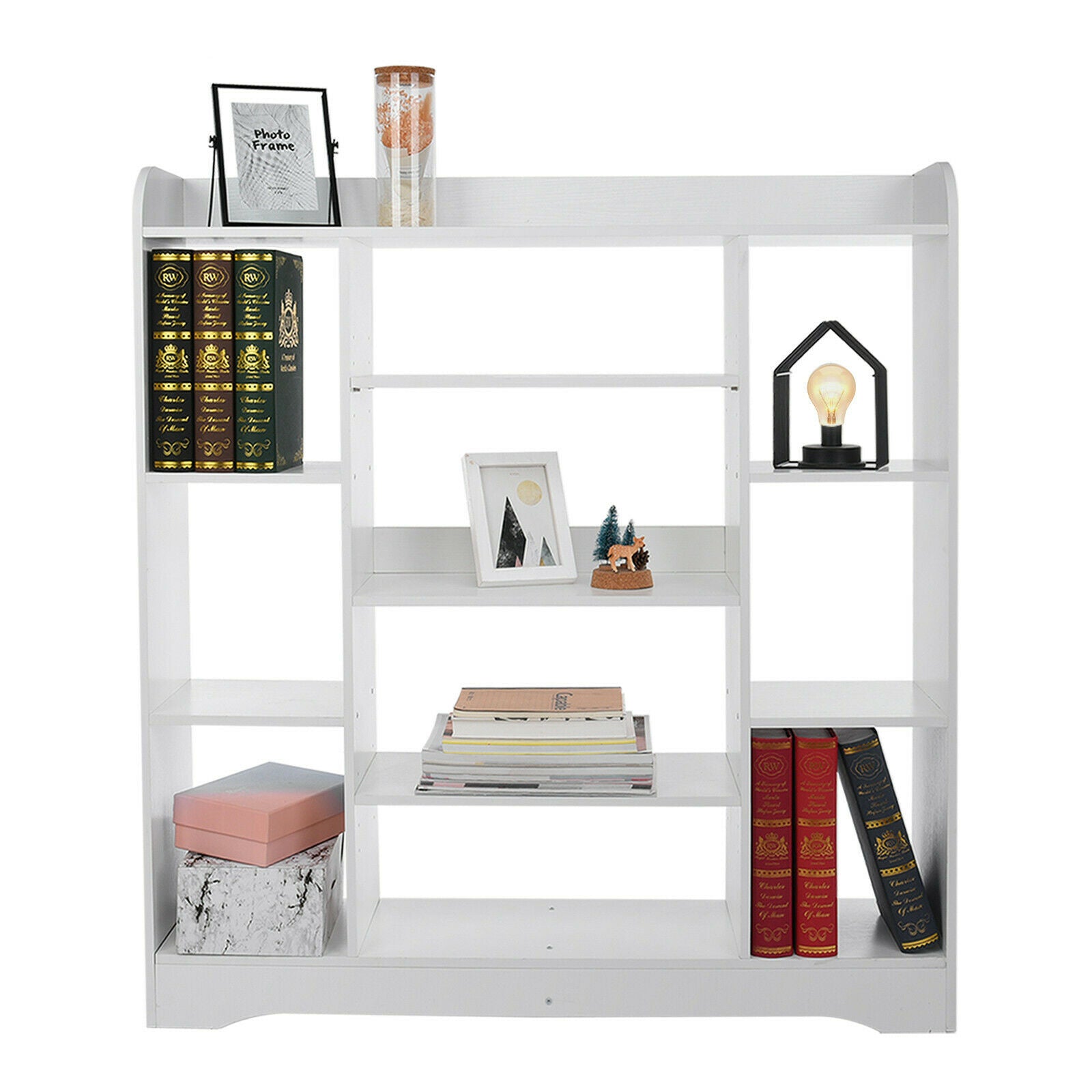 3-Tier Bookshelf Storage Cabinet Bookcase 10 Cubes Particle Board Home Office UK