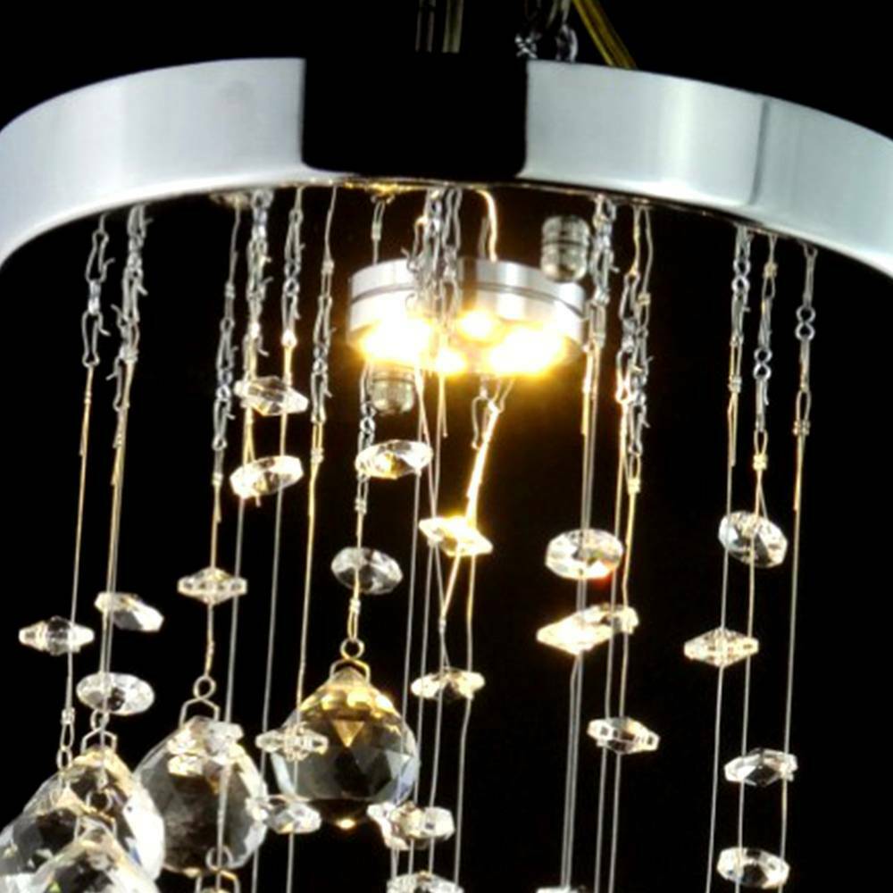 Chrome Crystal LED Ceiling Light Fitting Pendant Chandeliers Living Room