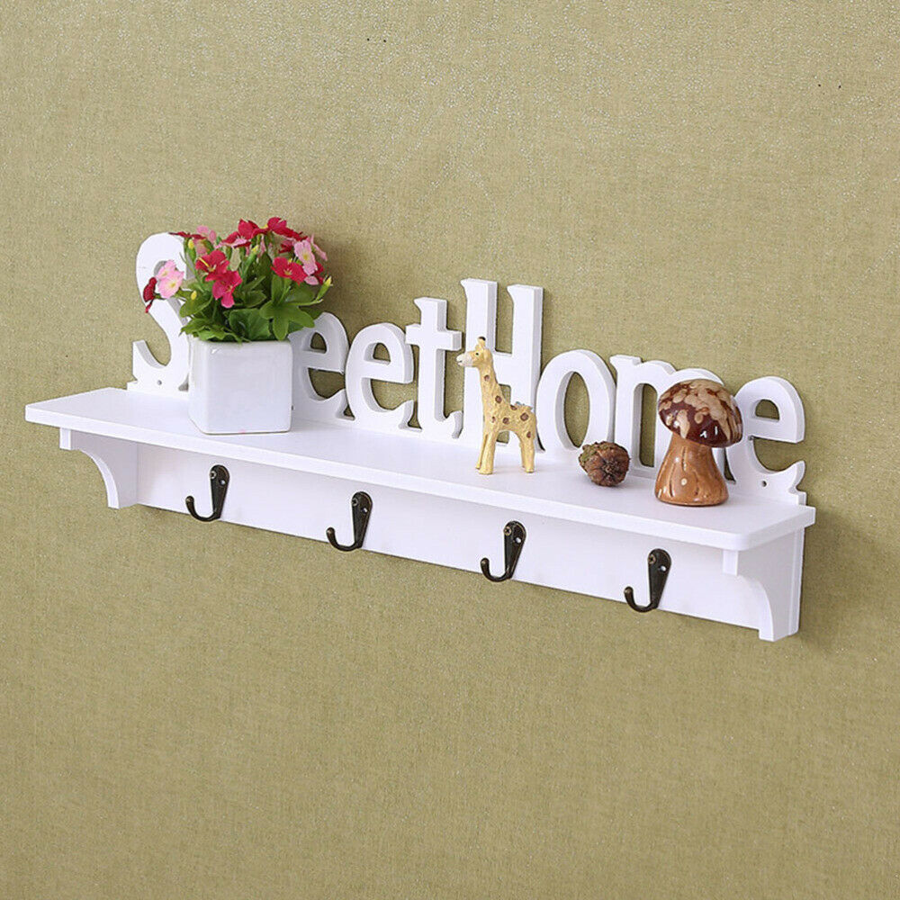New White Floating Wall Shelves Display Storage Shelf Wall Wood Unit Rack UK