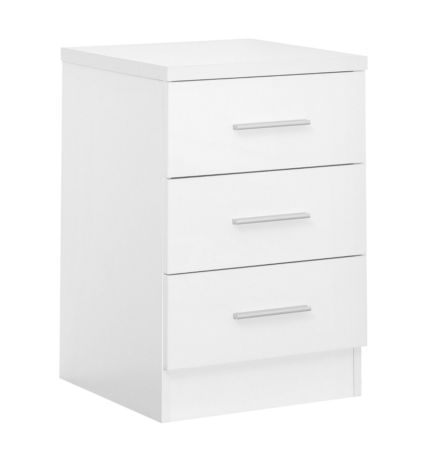 REFLECT XL - 3 Drawer Bedside Table in White High Gloss / Matt White - Bedroom