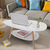 Coffee Table Wooden Legs Side Table Living Room Balcony Home Office Oval Design
