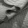 3 Pcs Grey Quilted Bedspread Super King Size Large Bed Throw Over Comforter Set
