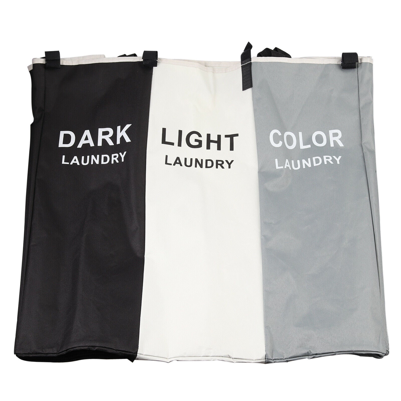 3 Compartments Laundry Clothes Basket Wash Hamper Bin Folding Dirty Storage Bag