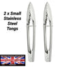 2 Tongs 18cm Mini Stainless Steel Salad BBQ Kitchen Cooking Serving Utensil Tong