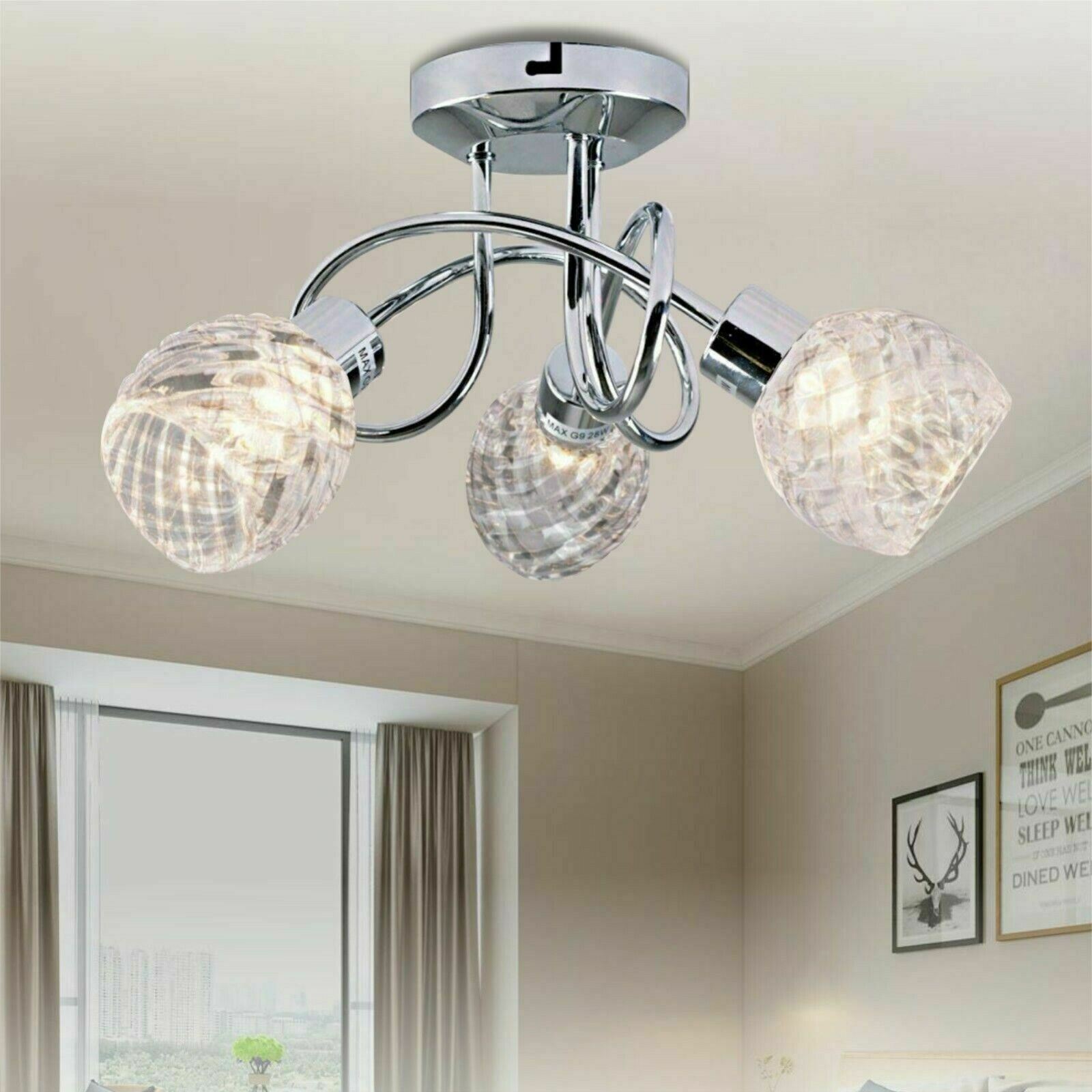 LED Crystal Ceiling Light Chandelier 3 way Lamp Kitchen Bed Living room Lights