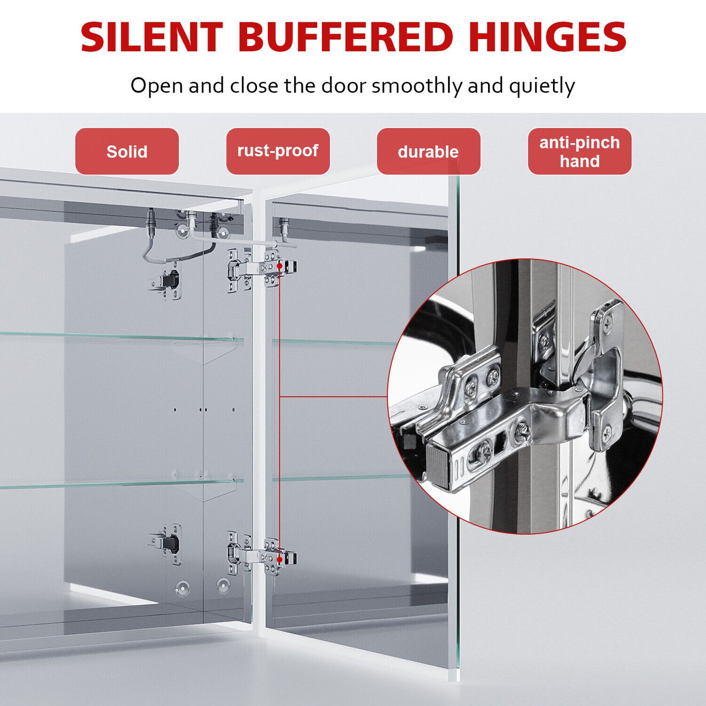 LED Bathroom Mirror Cabinet With Bluetooth Socket Demister 3 Color Light 600x630