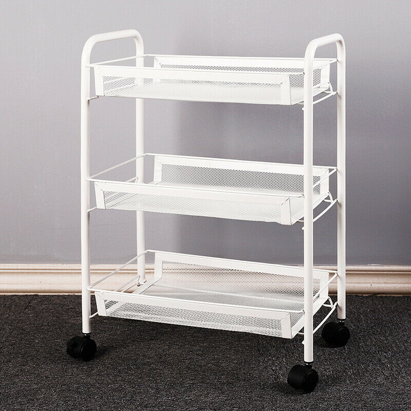3/4 Tier Mesh Storage Basket Shelf Rack Trolley Cart Kitchen/Bath Organiser Unit